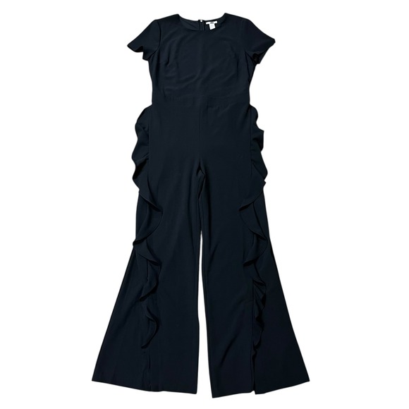 Bar III Pants - Barn III Jumpsuit Womens 10 Black Ruffle Split Leg‎